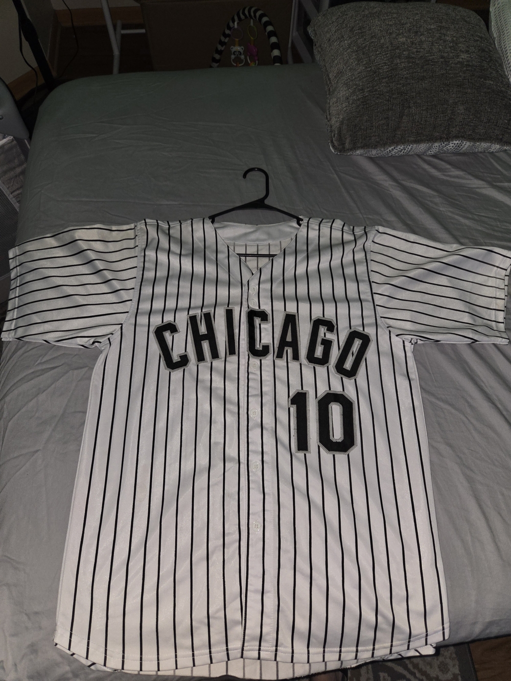 Chicago Pinstripe Baseball Jersey - White/Black